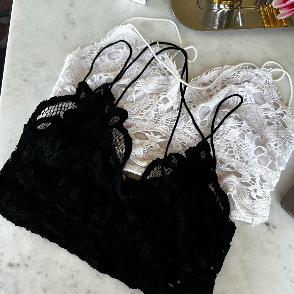 free people bralettes size large black and white